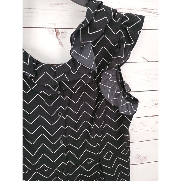Who What Wear Black & White Chevron Ruffled Maxi Dress XL - Picture 6 of 8